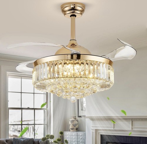 Gold crystal fandalier - 42",